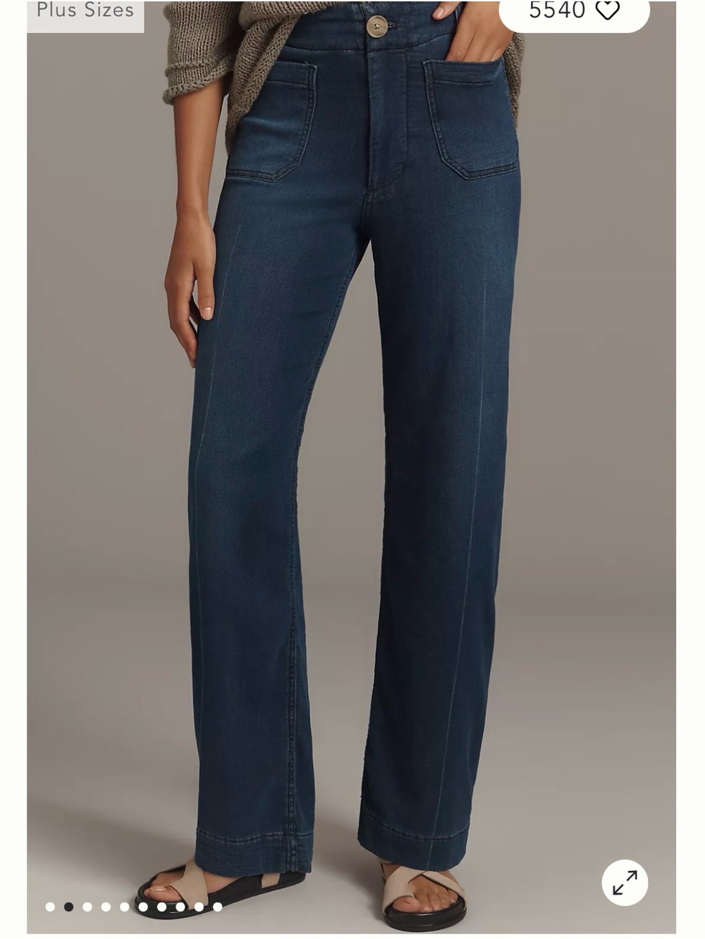 Maeve Knit Dark Blue Wide-Leg Jeans - Picture 2 of 3